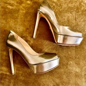 Sergio Rossi Gold Platform Heels